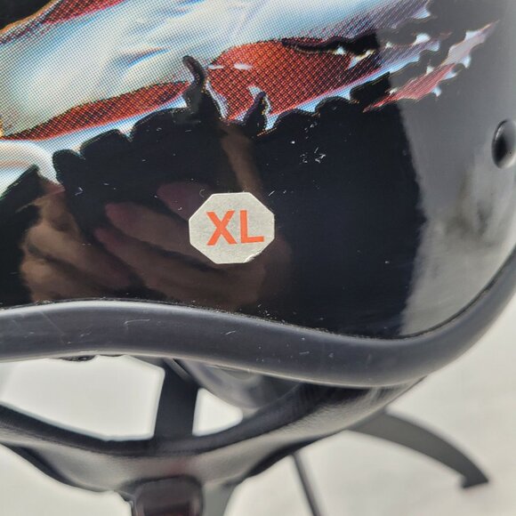 Motorcycle Cartman HY-808-2 Half Helmet Glossy Black Eagle Sz XL 61-62cm DOT - Picture 3 of 11